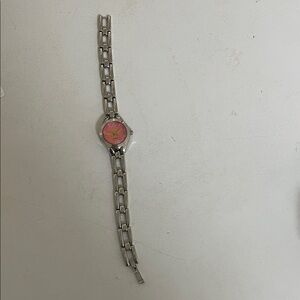 Source Unknown Silver Link Watch with Pink Dial